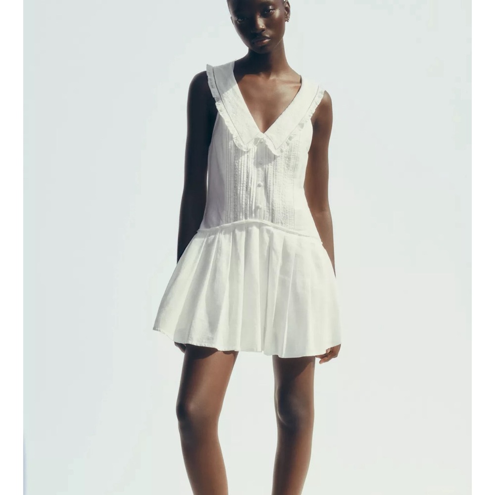 Zara Cream Textured Dress
